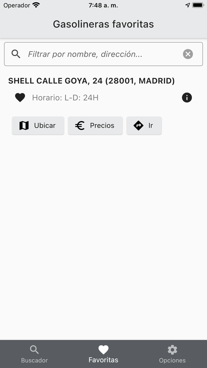 Precio Gasolina España