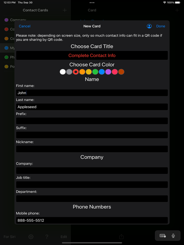 Contact Cards