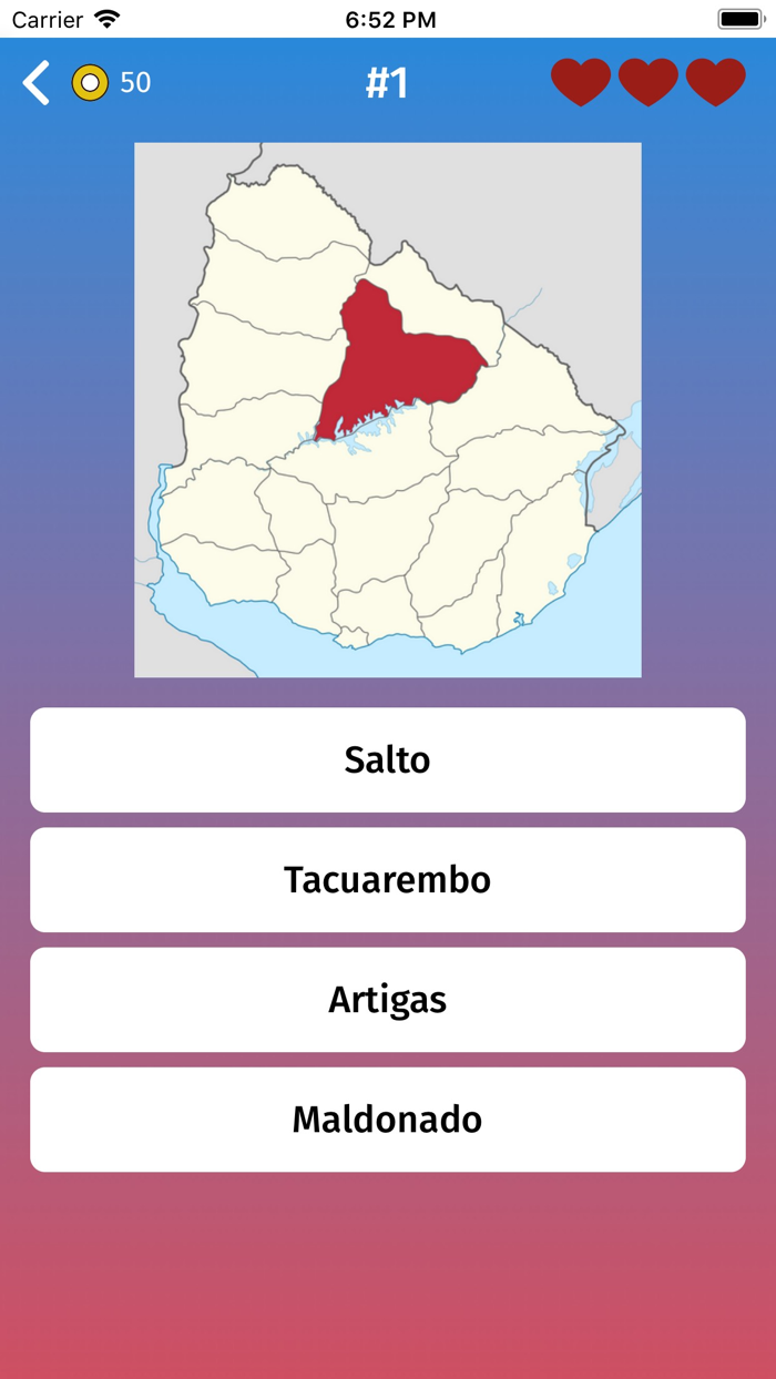 Uruguay Departments Map Quiz