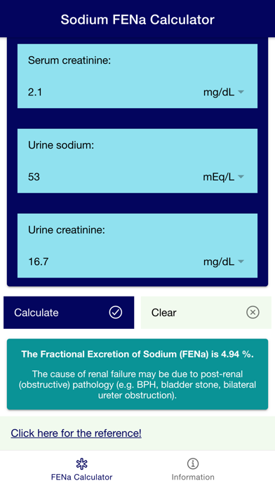 Sodium FENa Calculator screenshot 2