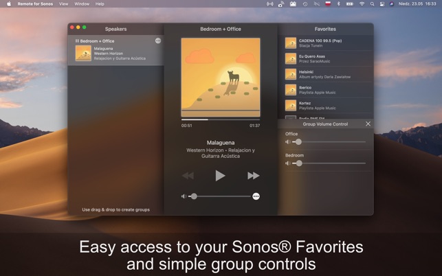 via Pioner Edition Remote for Sonos on the Mac App Store