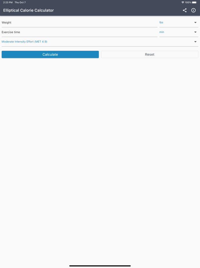 Elliptical Calorie Calculator