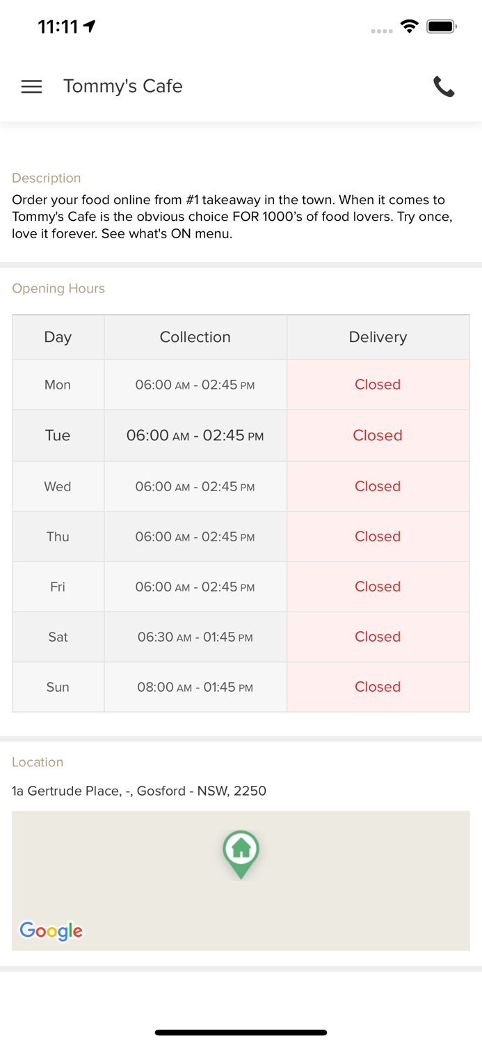 Tommys Cafe Gosford