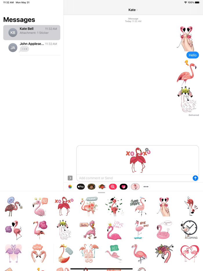 Rose Pink Flamingo Stickers