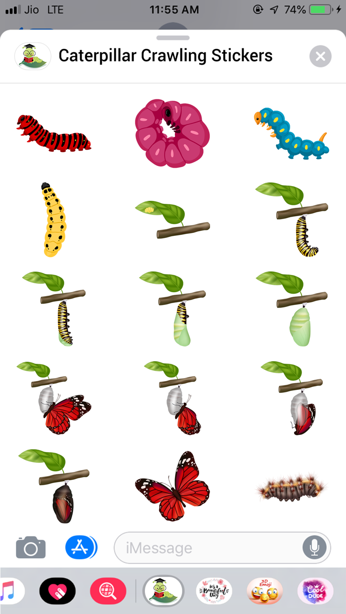 Caterpillar Crawling Stickers