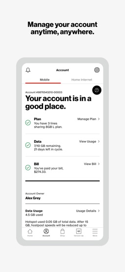 My Verizon app screenshot