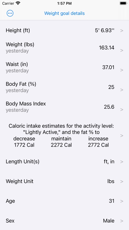 Fat OK: Weight, Fat %, Waist screenshot-0