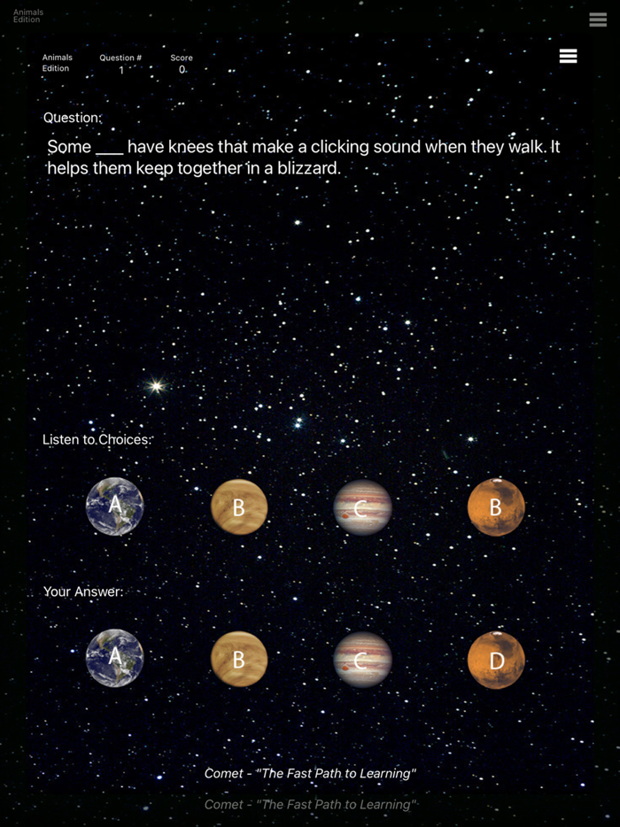 Animals - Comet Spelling Game