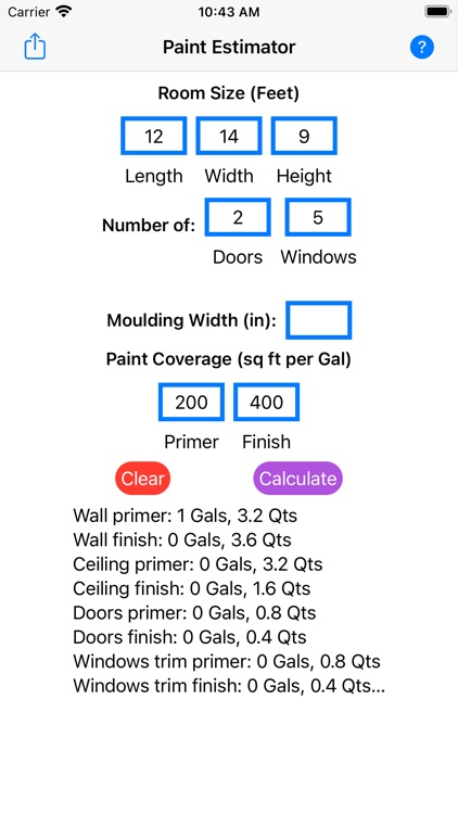 Room Paint Estimator