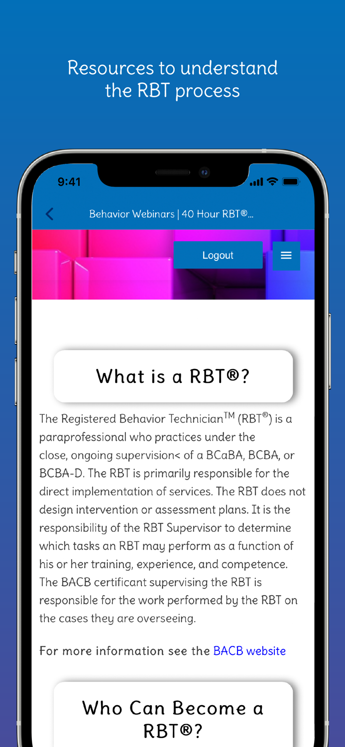 RBT training and study tools