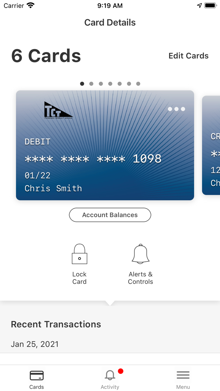 TCTFCU Card Controls