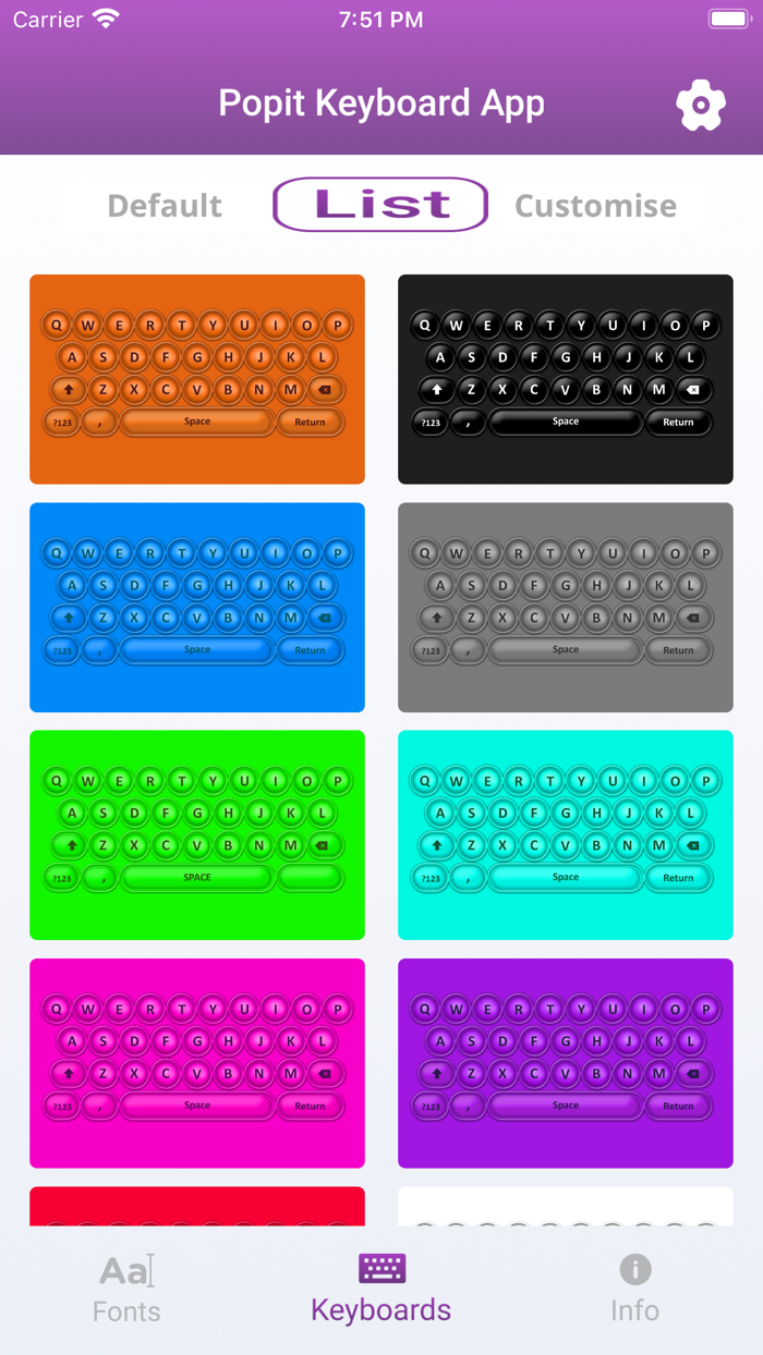 Pop It Fidget Keyboard Buttons