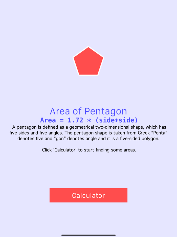 Pentagon Area Calculator