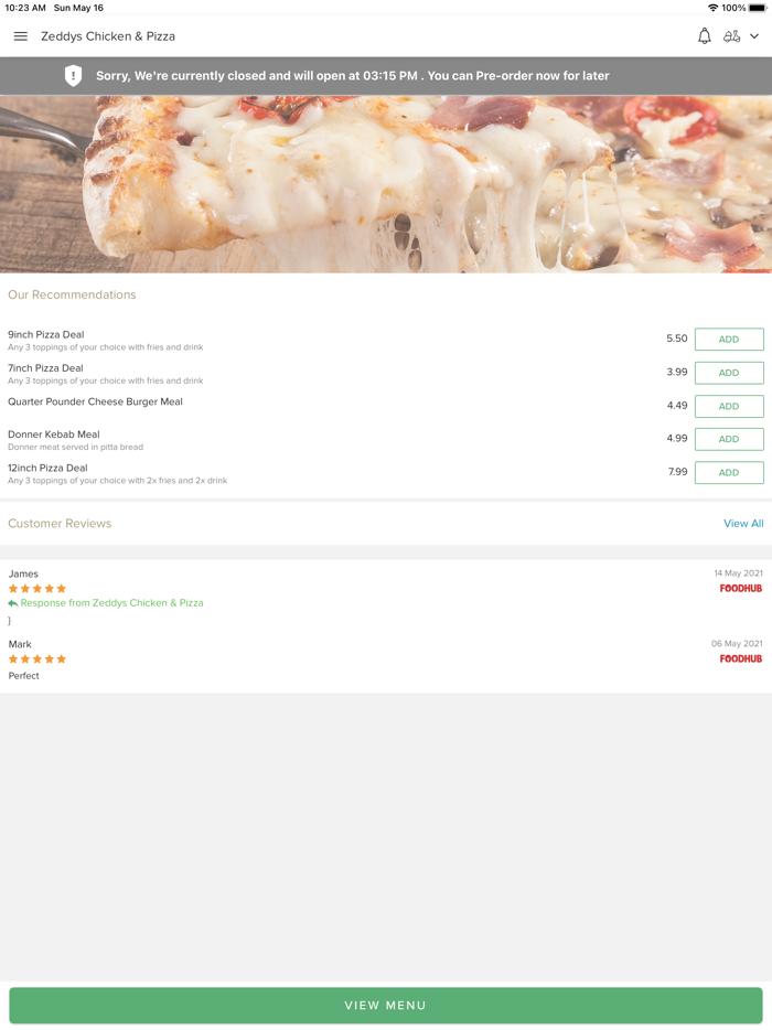 Zeddys Chicken  Pizza