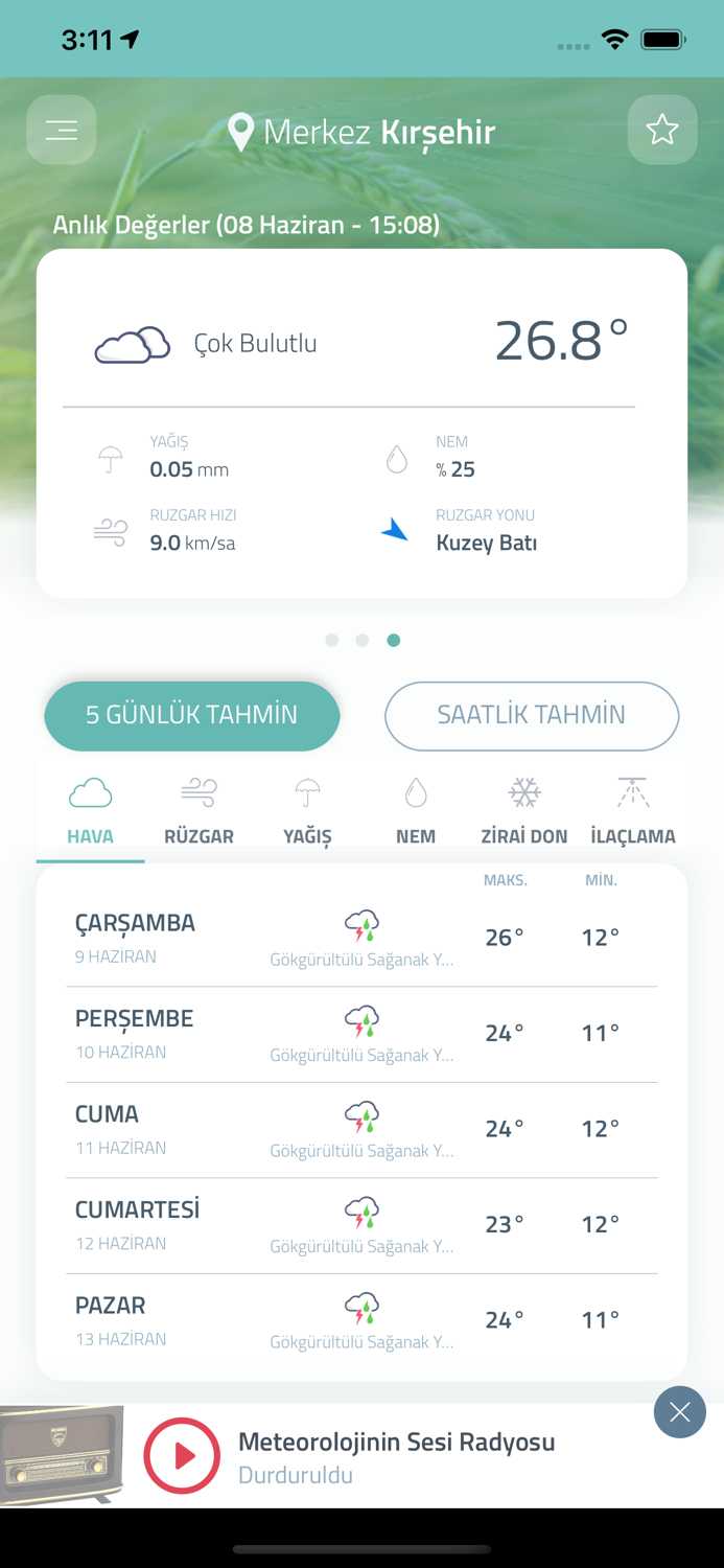 Tarımsal Hava Tahmini