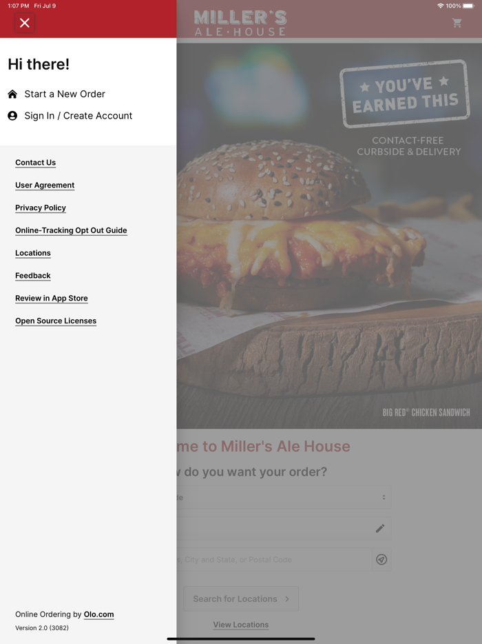 Millers Ale House Ordering