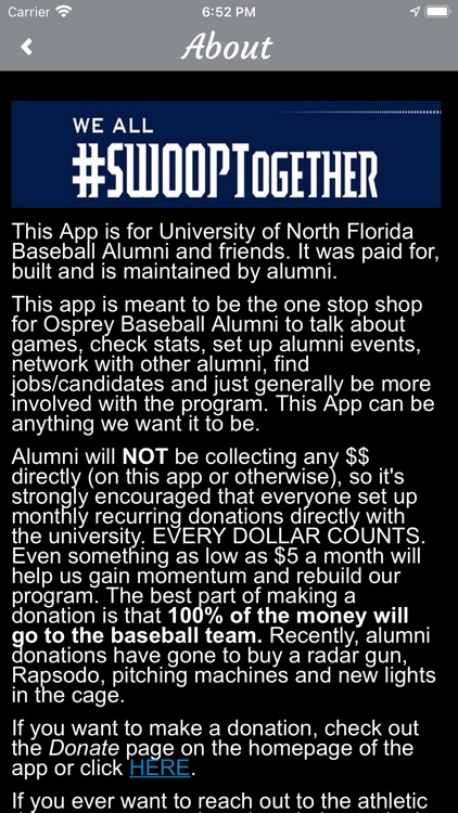 UNF Baseball Alumni App