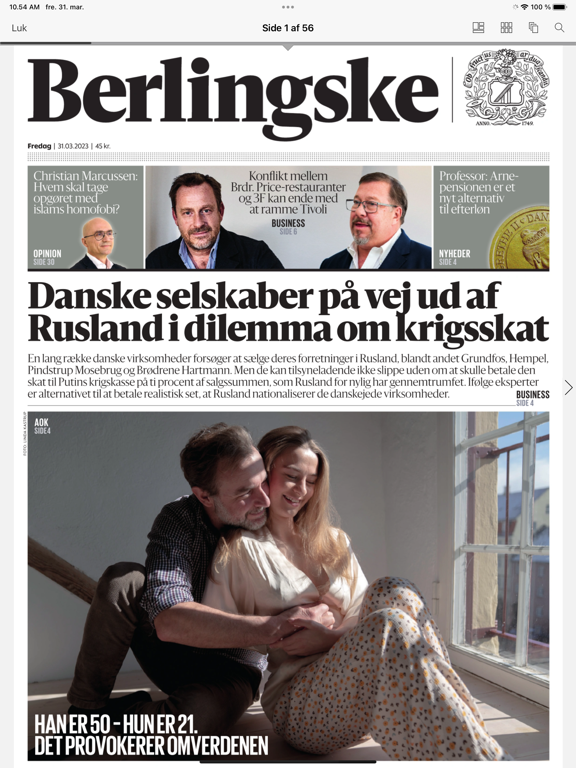 Berlingske e-avis screenshot 2