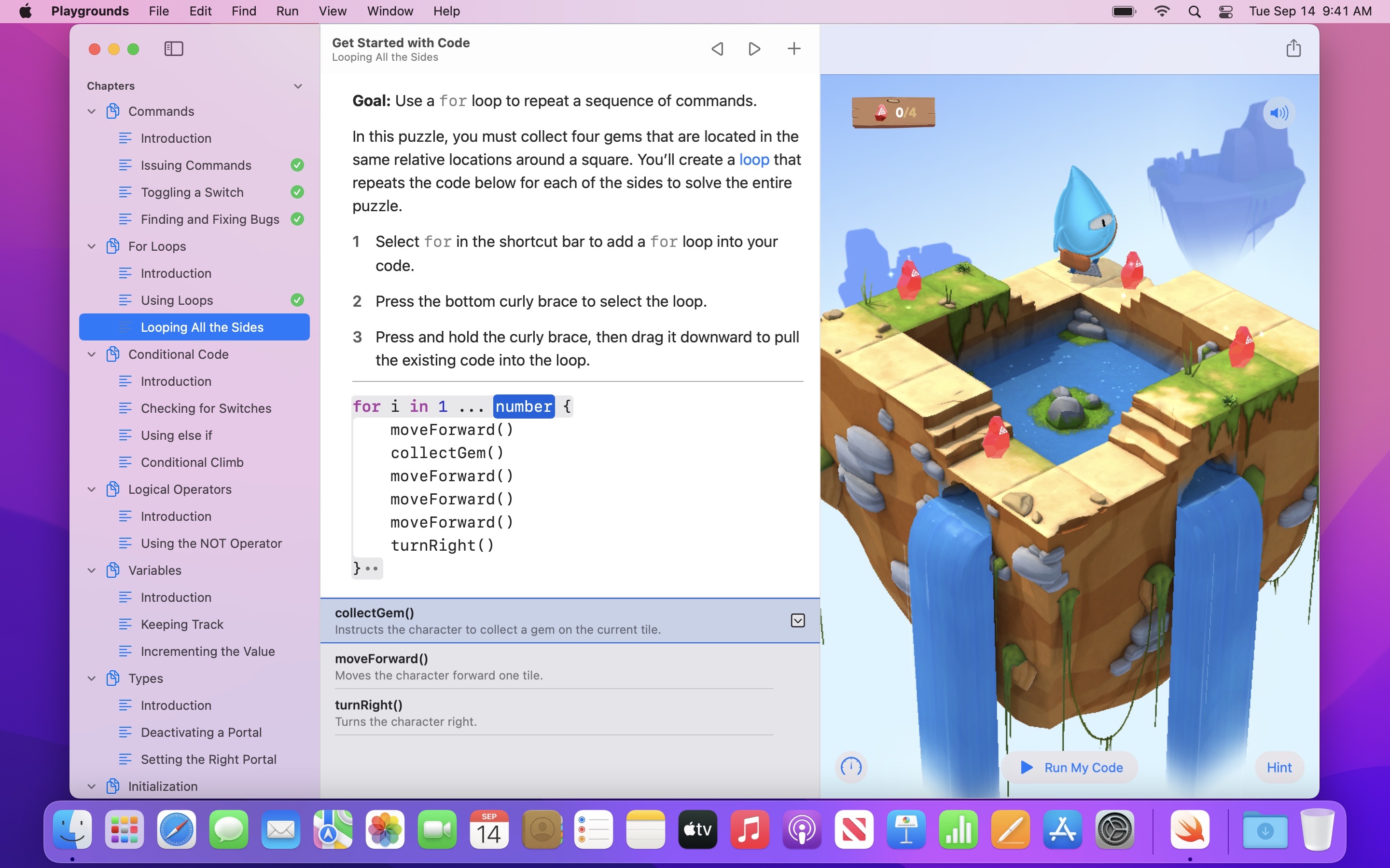 Screenshot do app Swift Playgrounds