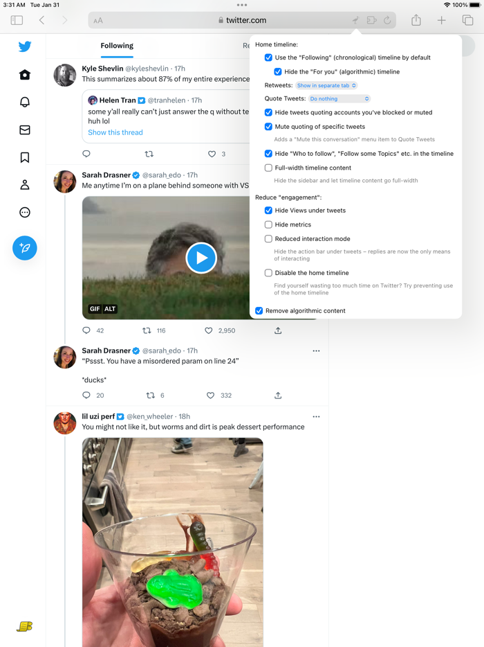 Control Panel for Twitter
