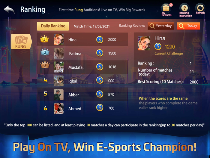 Rung king live Hokm CourtPiece