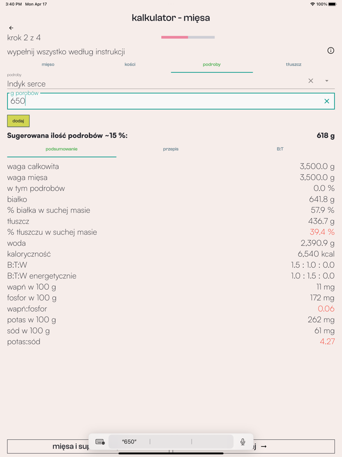 BARFny Kalkulator Kot