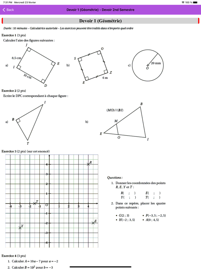 Mathématiques 4ème