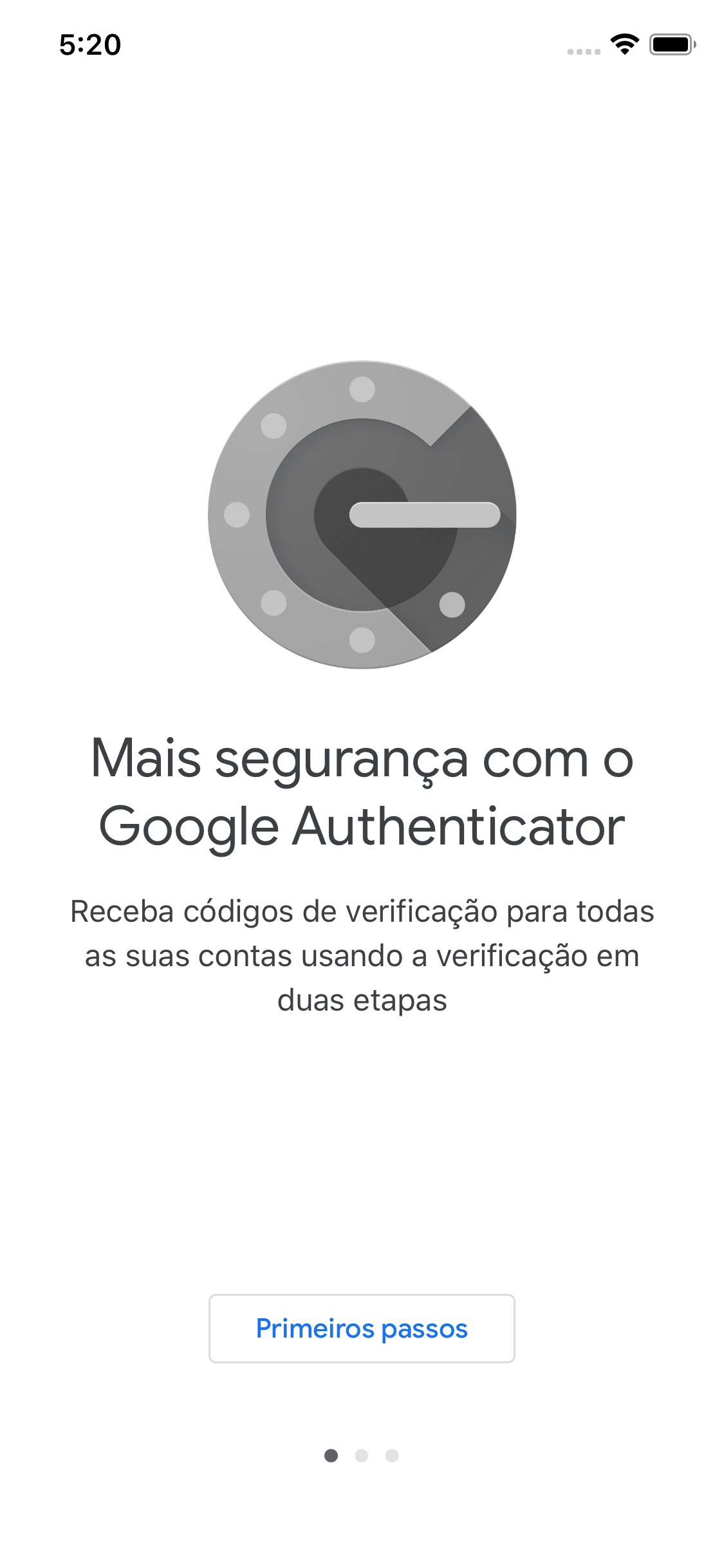 Screenshot do app Google Authenticator