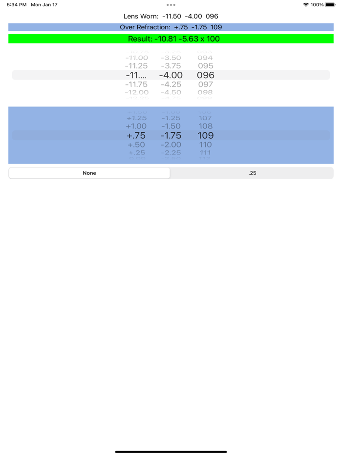 Crossed Cylinder Calculator