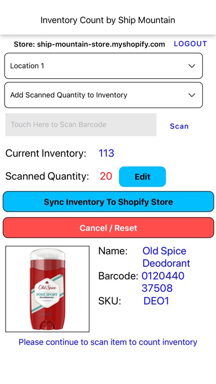 Inventory Count for Shopify