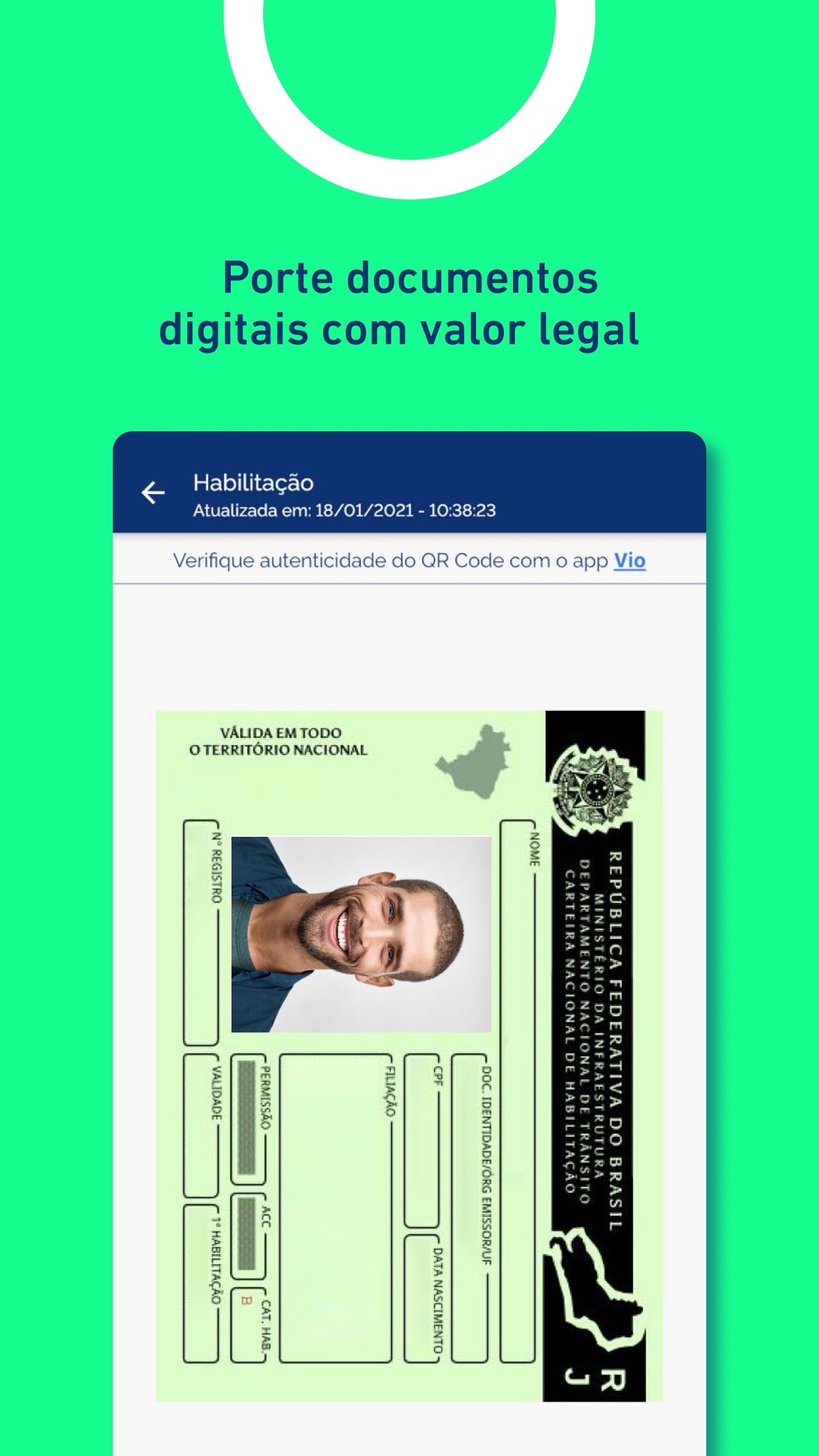 Screenshot do app Carteira Digital de Trânsito