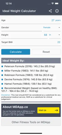 Game screenshot Ideal Body Weight Calculator apk