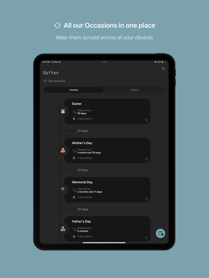 Gyfter - Occasion Reminder