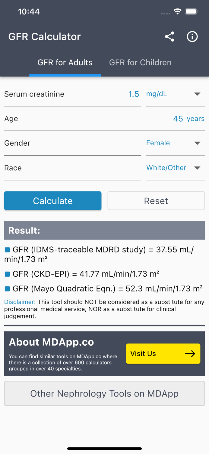 GFR Calculator eGFR