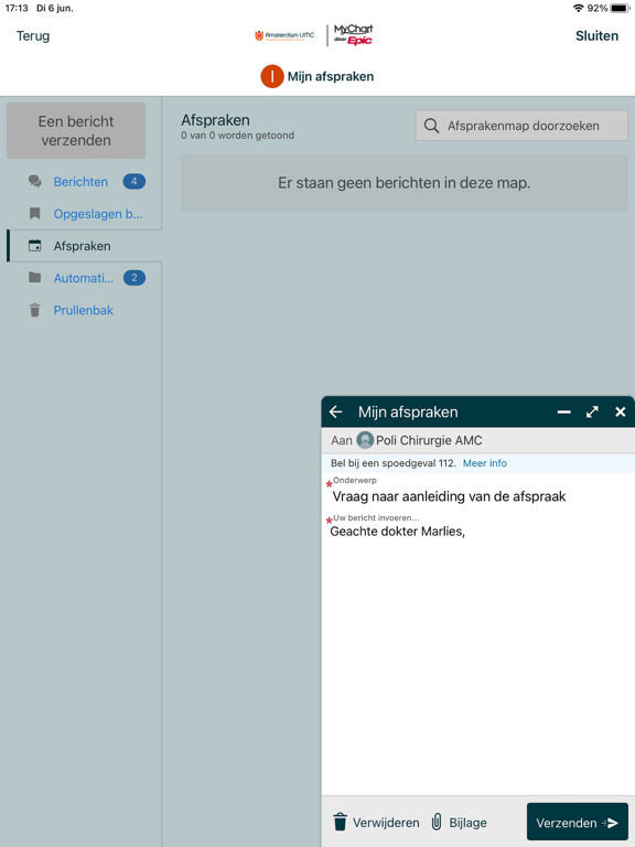 Mijn Dossier Amsterdam UMC screenshot 2
