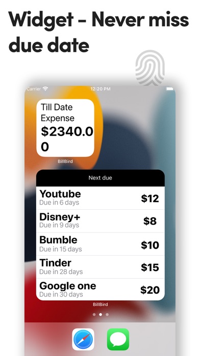 Bilbird: Subscription Reminder Screenshot