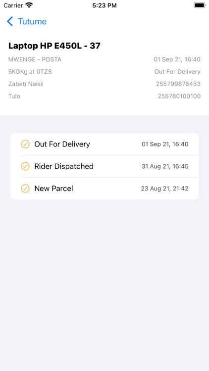 Tutume: Courier and Delivery