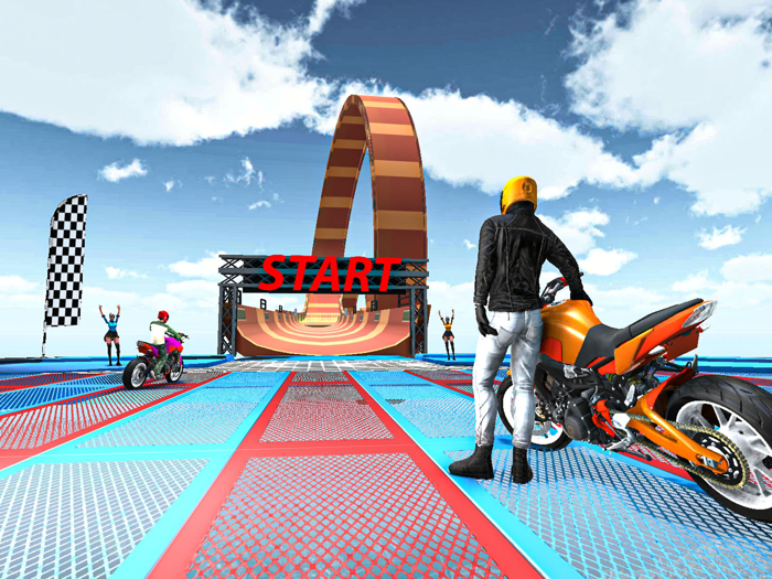 स्टंट बाइक मेगा रैंप गेम 3डी