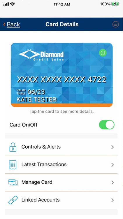Diamond CU Debit Card Control