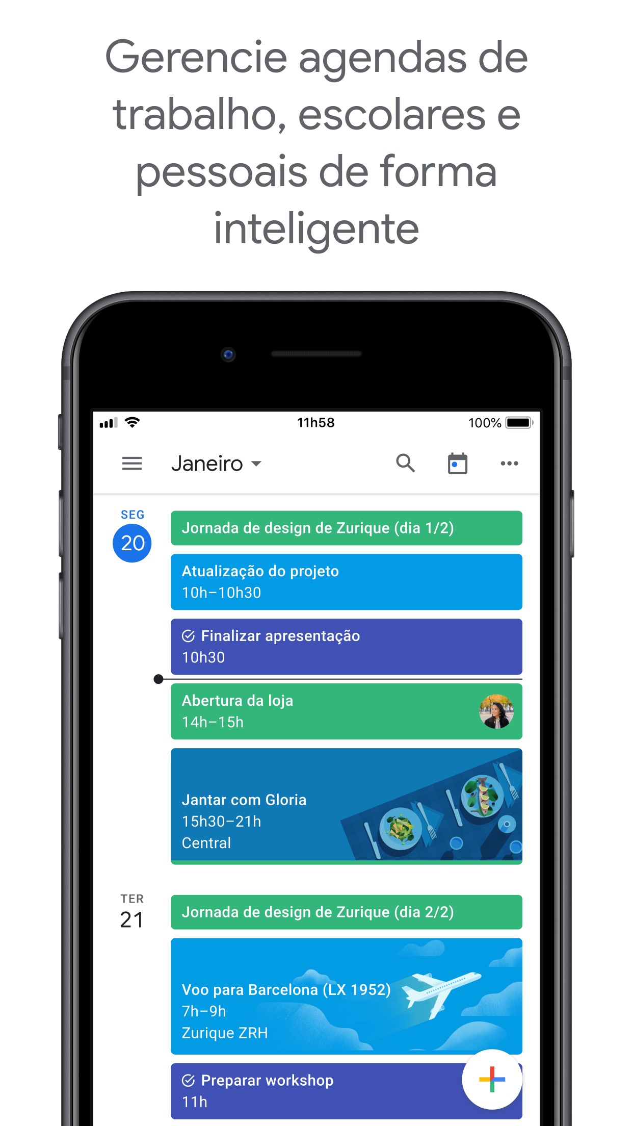 Screenshot do app Google Agenda: Organize-se