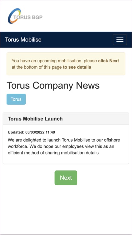 Torus BGP Mobilise