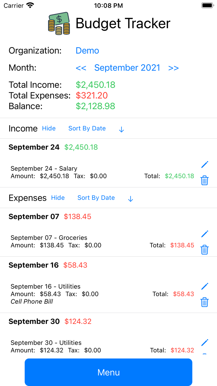 Budget Tracker Mobile