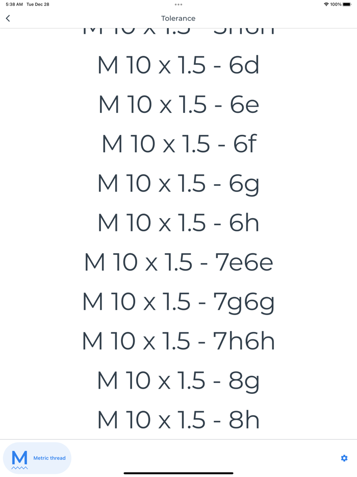 ISO Metric Thread tolerance