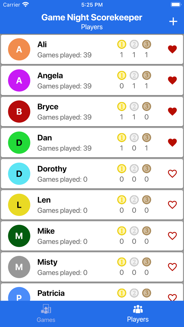 Game Night Scorekeeper