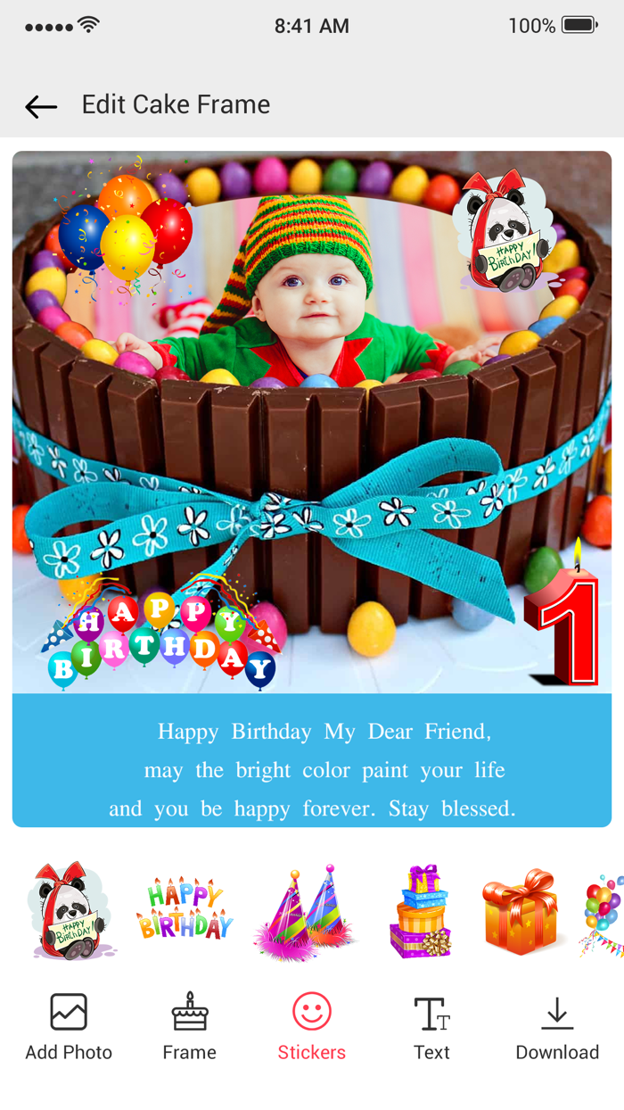 Photo on Cake Pics Editor App