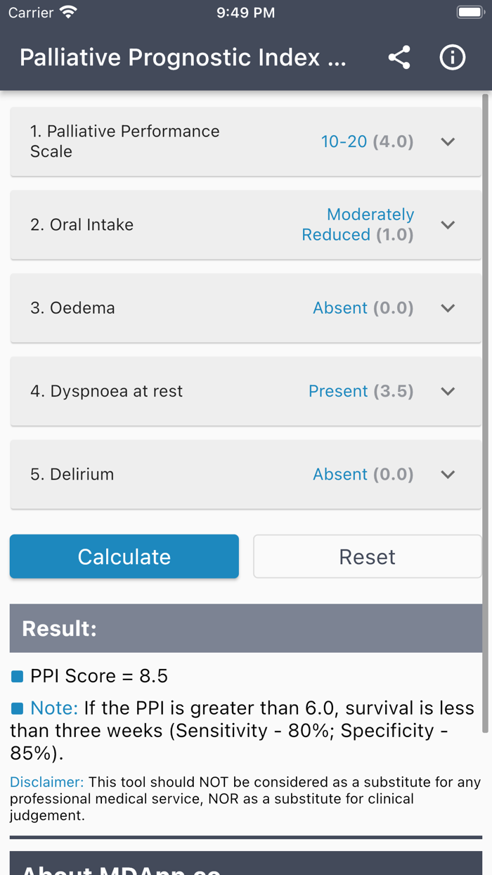 Palliative Prognostic Index