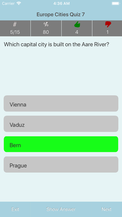 Europe Cities Quiz Screenshot