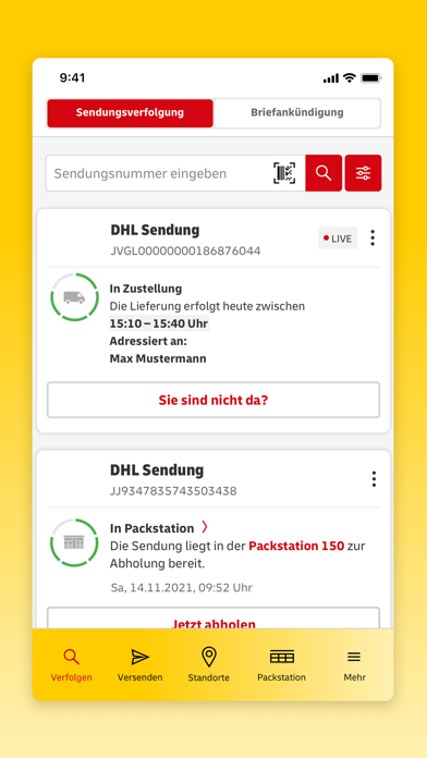 Post & DHL app screenshot 1 by Deutsche Post AG - appdatabase.net