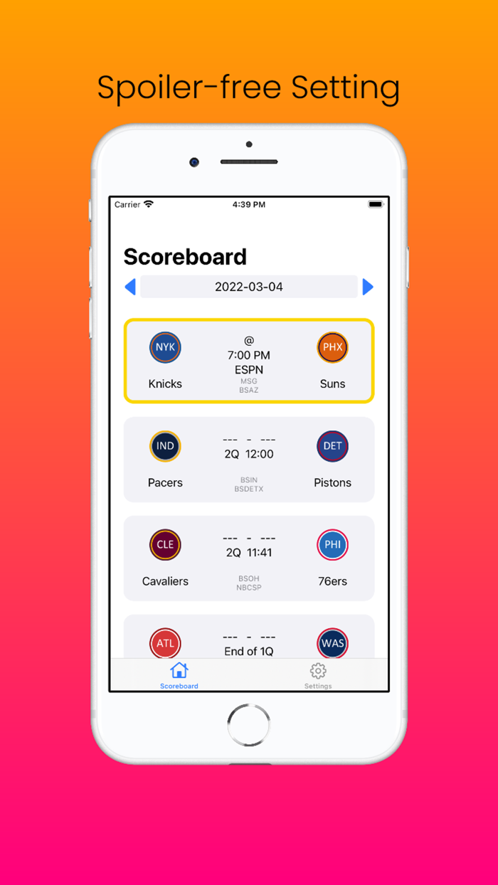 Pull Up BBall NBA Scores