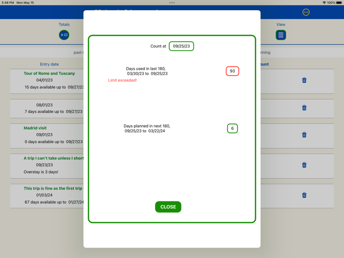 90 days in Schengen planner